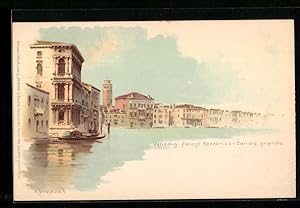 Bild des Verkufers fr Lithographie Venedig, Palast Rezzonico-Canale grande zum Verkauf von Bartko-Reher