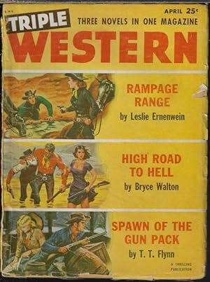 Seller image for TRIPLE WESTERN: April, Apr. 1952 ("Rampage Range"; "High Road to Hell"; "Spawn of the Gun Pack") for sale by Books from the Crypt