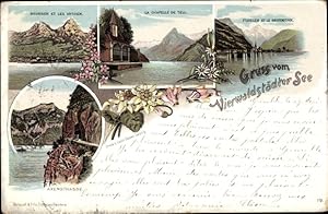 Imagen del vendedor de Litho Brunnen Kt Schwyz, Vierwaldst�ttersee, La Chapelle de Tell, Axenstra�e a la venta por akpool.de - akpool GmbH