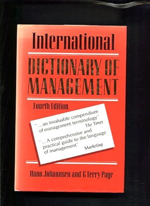 Immagine del venditore per International Dictionary of Management venduto da Antiquariat Buchkauz