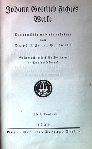 Bild des Verkufers fr Johann Gottlieb Fichtes Werke. Deutsche Denker, Bd. 1. zum Verkauf von books4less (Versandantiquariat Petra Gros GmbH & Co. KG)