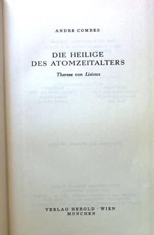 Bild des Verkufers fr Die Heilige des Atomzeitalters : Therese von Lisieux. zum Verkauf von books4less (Versandantiquariat Petra Gros GmbH & Co. KG)