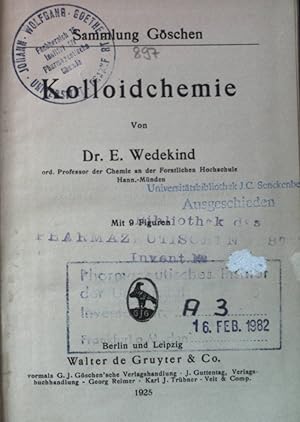 Bild des Verkufers fr Kolloidchemie. Sammlung Gschen ; 897 zum Verkauf von books4less (Versandantiquariat Petra Gros GmbH & Co. KG)