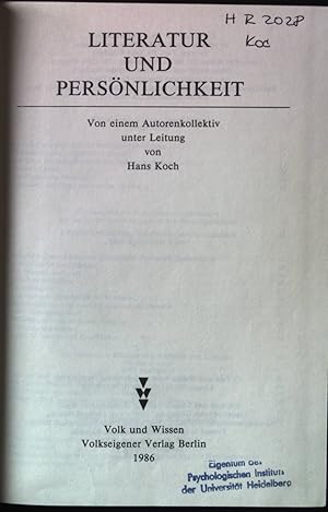 Imagen del vendedor de Die Schrfung des Gewissens - in: Literatur und Persnlichkeit. a la venta por books4less (Versandantiquariat Petra Gros GmbH & Co. KG)
