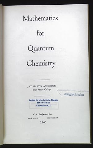 Bild des Verkufers fr Mathematics for Quantum Chemistry. zum Verkauf von books4less (Versandantiquariat Petra Gros GmbH & Co. KG)