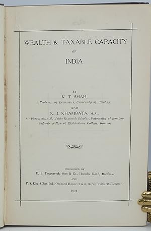 Image du vendeur pour Wealth And Taxable Capacity Of India mis en vente par Besleys Books  PBFA