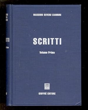 Bild des Verkufers fr Scritti. Volume primo. zum Verkauf von Libreria Oreste Gozzini snc