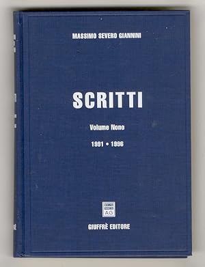 Imagen del vendedor de Scritti. Volume nono. 1991-1996. a la venta por Libreria Oreste Gozzini snc