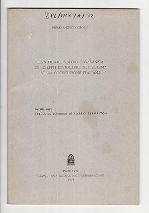 Significato, valore e garanzia dei diritti inviolabili nel sistema della Costituzione Italiana.