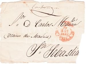 Prefilatelia. Frontal de carta. Matasellos ANDAL. A. 29 Agosto, 1852