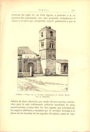 Imagen del vendedor de LAMINA V27031: Huelva. Torre de la iglesia de Santa Maria de la Granada en Niebla a la venta por EL BOLETIN