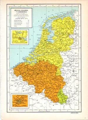 LAMINA V26915: Mapa de Belgica, Holanda y Luxemburgo