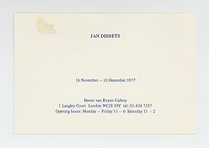 Exhibition card: Jan Dibbets (16 November-10 December 1977)