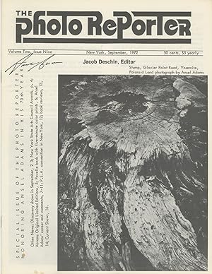 THE PHOTO REPORTER Volume Two, No. Nine. Special Issue of the Photo Reporter Honoring Ansel Adams...