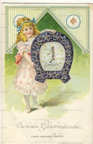 6 Glückwunschkarten zum Neujahr 1911 bis 1924