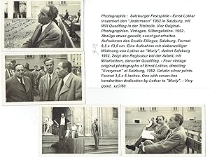 4 Fotografien der Salzburger Festspiele 1952, davon eine von Ernst Lothar signiert