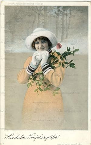 6 Glückwunschkarten zum Neujahr 1910 bis 1921