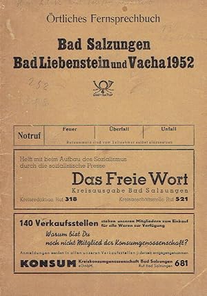 Örtliches Fernsprechbuch Bad Salzungen, Bad Liebenstein und Vacha 1952