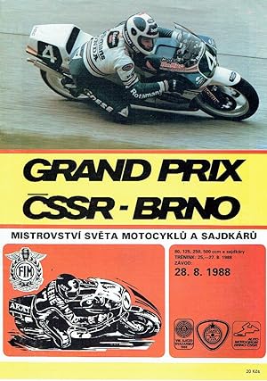 Grand Prix  SSR - Brno . 28.8.1988 Mistrovství Sveta Motocykl  A Sidecár 