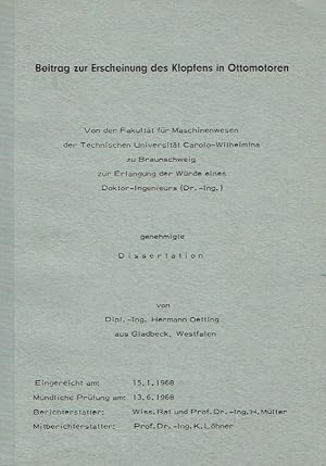 Seller image for Beitrag zur Erscheinung des Klopfens in Ottomotoren for sale by Versandantiquariat Funke