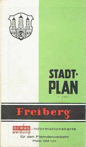 Stadtplan Freiberg DEWAG-Werbung-Informationskarte für den Fremdenverkehr