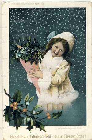 6 Glückwunschkarten zum Neujahr 1910 bis 1914