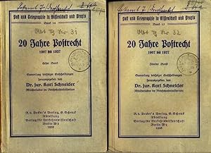 Bild des Verkufers fr 20 Jahre Postrecht 1907-1927 - Sammlung wichtiger Entscheidungen zum Verkauf von Versandantiquariat Funke