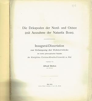 Die Dekapoden der Nord- und Ostsee (mit Ausnahme der Natantia Boas) Inaugural-Dissertation