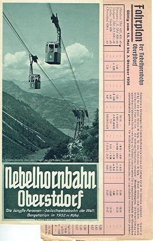 Nebelhornbahn Oberstdorf Prospekt mit Fahrplan-Beilage