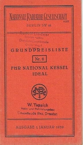 Grundpreisliste Nr. 6 für Nationale Kessel Ideal