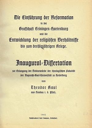 Die Einführung der Reformation in der Grafschaft Leiningen-Hartenburgund die Entwicklung der reli...