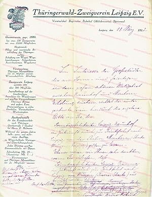 Brief vom Thüringerwald-Zweigverein Leipzig e.V.