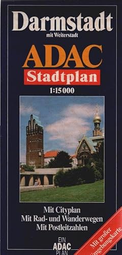 Image du vendeur pour Darmstadt mit Weiterstadt : mit Cityplan ; mit Rad- und Wanderwegen ; mit Postleitzahlen ; groe Umgebungskarte. ADAC-Stadtplan; Ein ADAC-Plan mis en vente par Schrmann und Kiewning GbR