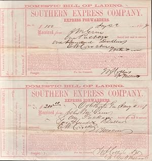 1869 Pair of Domestic Bills of Lading. Cash Received from John M. Green and Addressed to an Indiv...