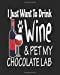 Image du vendeur pour I Just Want Drink Wine & Pet My Chocolate Lab: Funny Planner for Chocolate Labrador Mom [Soft Cover ] mis en vente par booksXpress