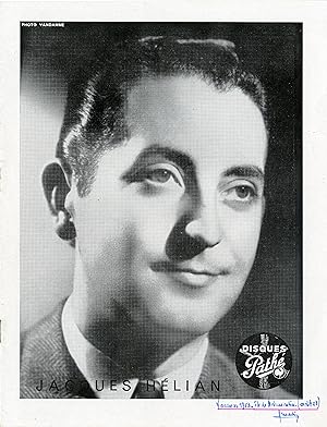 "Jacques HÉLIAN" Programme original 1953 (Photo VANDAMME) avec au même programme Achille ZAVATTA