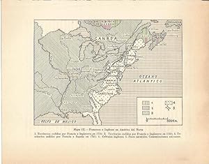 Seller image for LAMINA 20796: Mapa de los franceses e ingleses en America del Norte for sale by EL BOLETIN