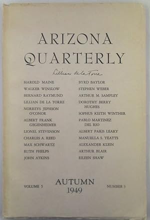 Bild des Verkufers fr Arizona Quarterly. Autumn 1949. Volume 5 Number 3 zum Verkauf von Mare Booksellers ABAA, IOBA