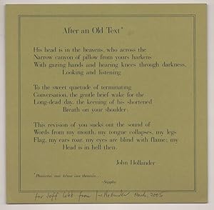 After an Old Text (Signed Broadside)