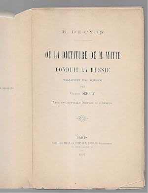 Seller image for Ou La Dictature De M. Witte Conduit La Russie for sale by Legacy Books II