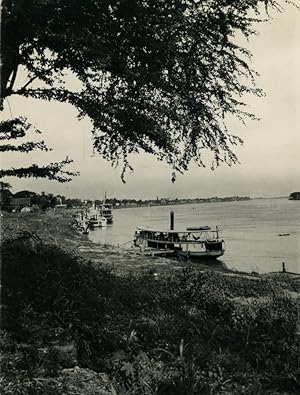 Laos Luang Prabang the Mekong River Steamboat Old Photo 1933 #1