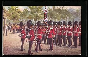 Seller image for Knstler-Ansichtskarte Harry Payne: The Grenadier Guards at Wellington Palace, Gardisten mit Union Jack for sale by Bartko-Reher