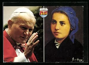 Bild des Verkufers fr Ansichtskarte Papst Johannes Paul II., Bernadette zum Verkauf von Bartko-Reher
