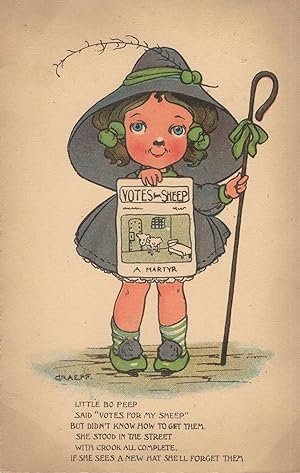 Little Bo Peep Votes For Sheep Women Old Rare Suffragette Postcard