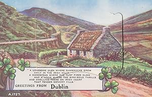 Dublin Mailing Novelty Antique Cottage Irish Fold Open Postcard