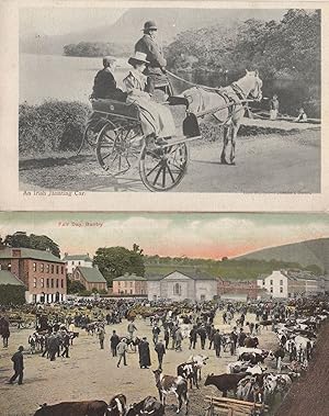 Fair Day In Bantry Irish Cork Jaunting Car 2x Old Ireland Postcard s