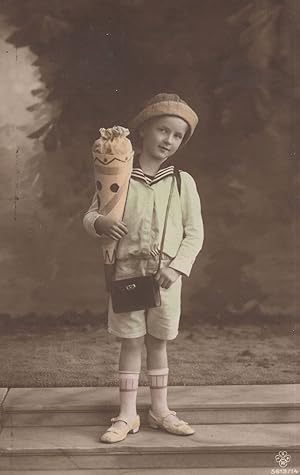 Edwardian Child With Giant Toy Ice Cream Cornet Old Postcard