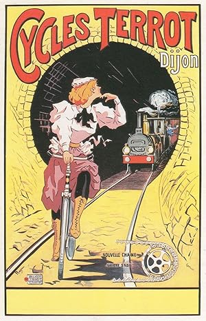 Cycles Terrot Dijon French Bicycle By Train Advertising Postcard