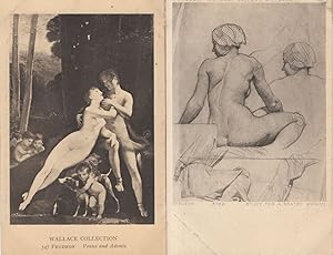 Image du vendeur pour Alfred Stevens Study of A Seated Woman Prudhon Venus & Adonis 2x Art Postcard s mis en vente par Postcard Finder