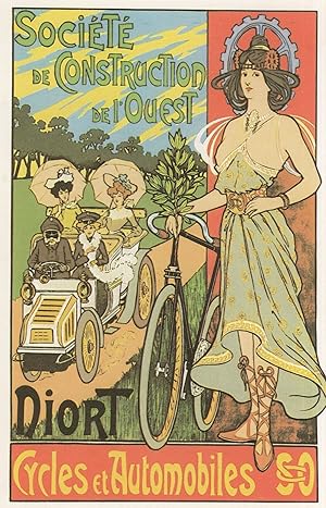 Diort French Bicycles Cycles Old Poster Advertising Postcard